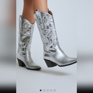 Embroidered Metalic Cowboy Boots